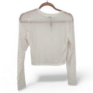 NWT Runway Paris White Sheer Jeweled Long Sleeve Top - S/M
